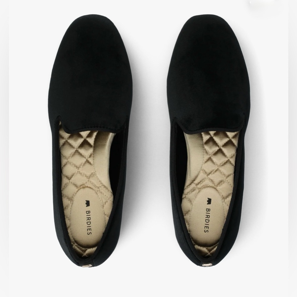 BIRDIES Starling Black Velvet Loafer, size 9.5